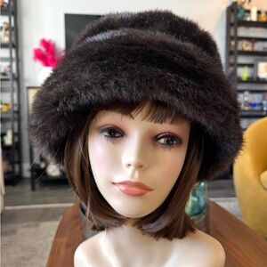 Vintage Ben Berger Dark Brown Faux Fur Hat
